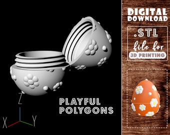 Easter Egg With Thread STL Files | Cute Flowery Egg Model for 3D Printing | DIGITAL DOWNLOAD