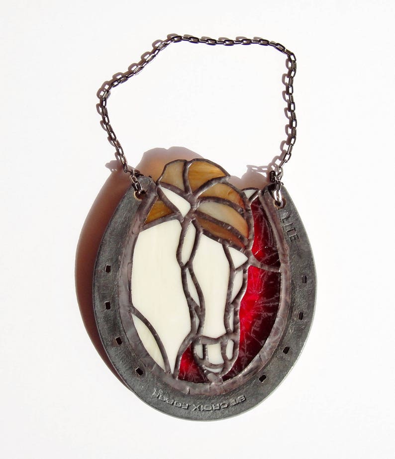 Stained Glass Horse Against Brilliant Red Background | Etsy