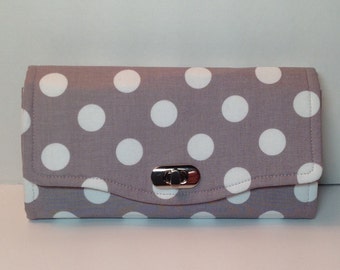 Necessary Clutch Wallet in Taupe Dotted Fabric