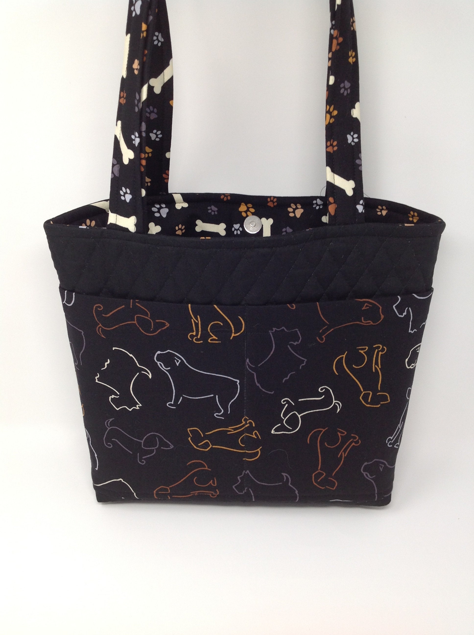 Quilted Dog Theme Tote Bag four pocket Etsy