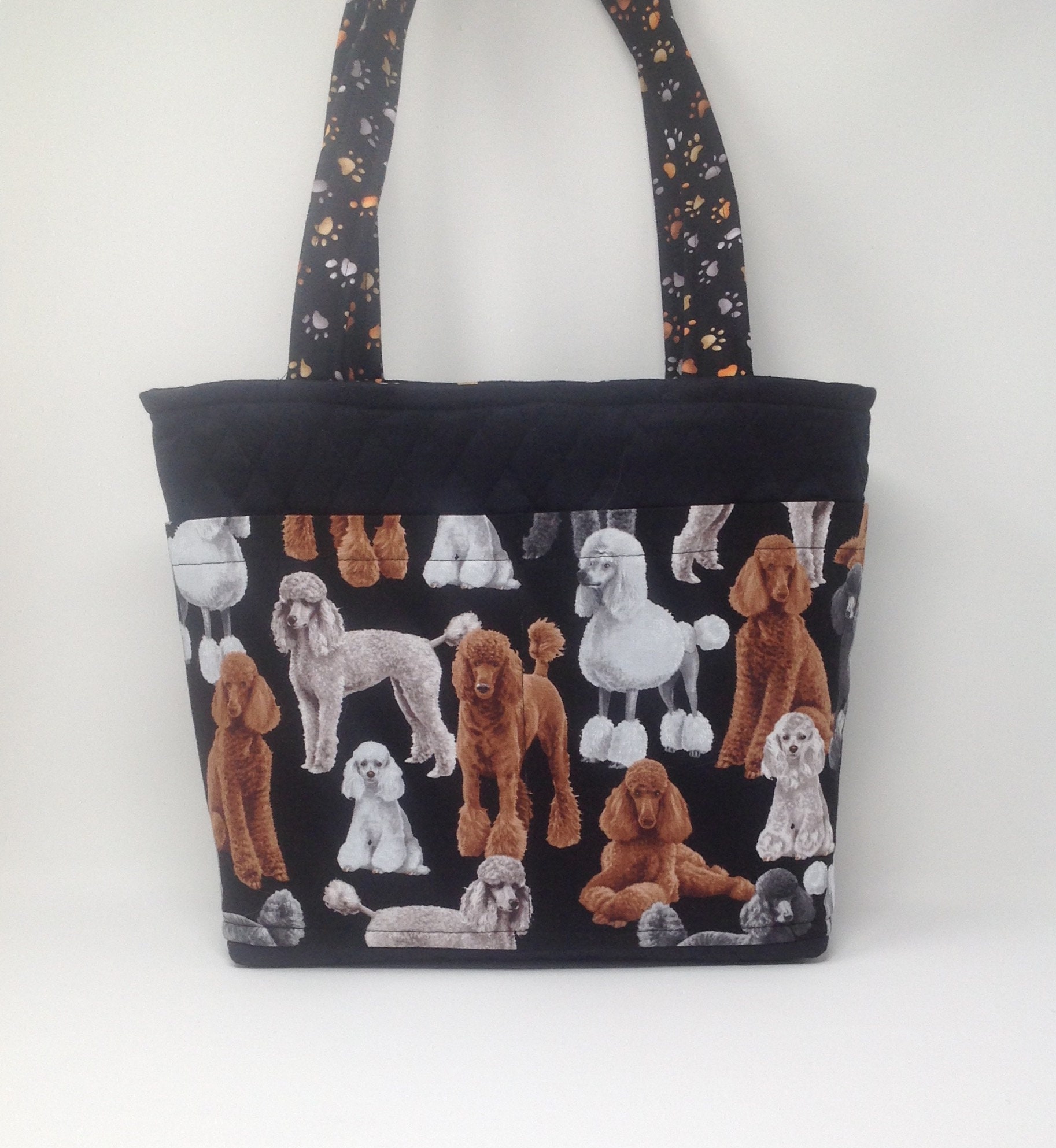 Poodle Dog Quilted Tote bag Fabric Handbag Handmade Fabric Etsy