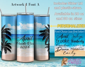 Personalized Beach Tumbler Gift Beach Vacation Cup 8 Art Options Personalized Gift