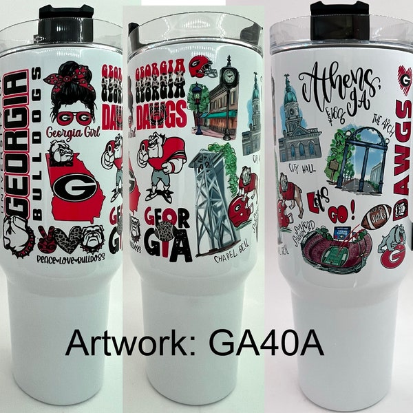 Georgia Tumbler 8 Artwork Options 6 sizes DAWGS CUP Football girl Gift man Bulldog cup 4 size options