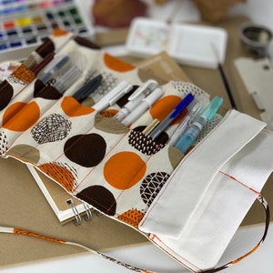 Handmade roll up pen case with 2 pocket