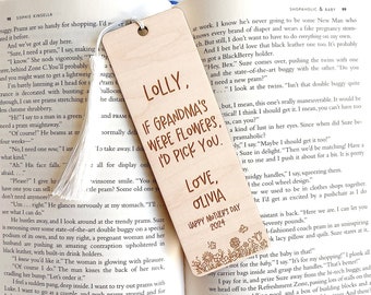 Mothers Day Gift, Wooden Bookmarks, Personalized Bookmark, Gifts For Grandma