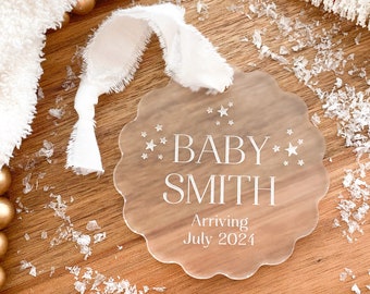 Pregnancy Ornament, Pregnancy Reveal To Grandparents, Expecting Ornament,