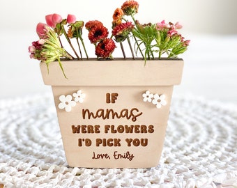 Mothers Day Flower Pot, Gift For Mom, Custom Fridge Magnet, Flower Holder