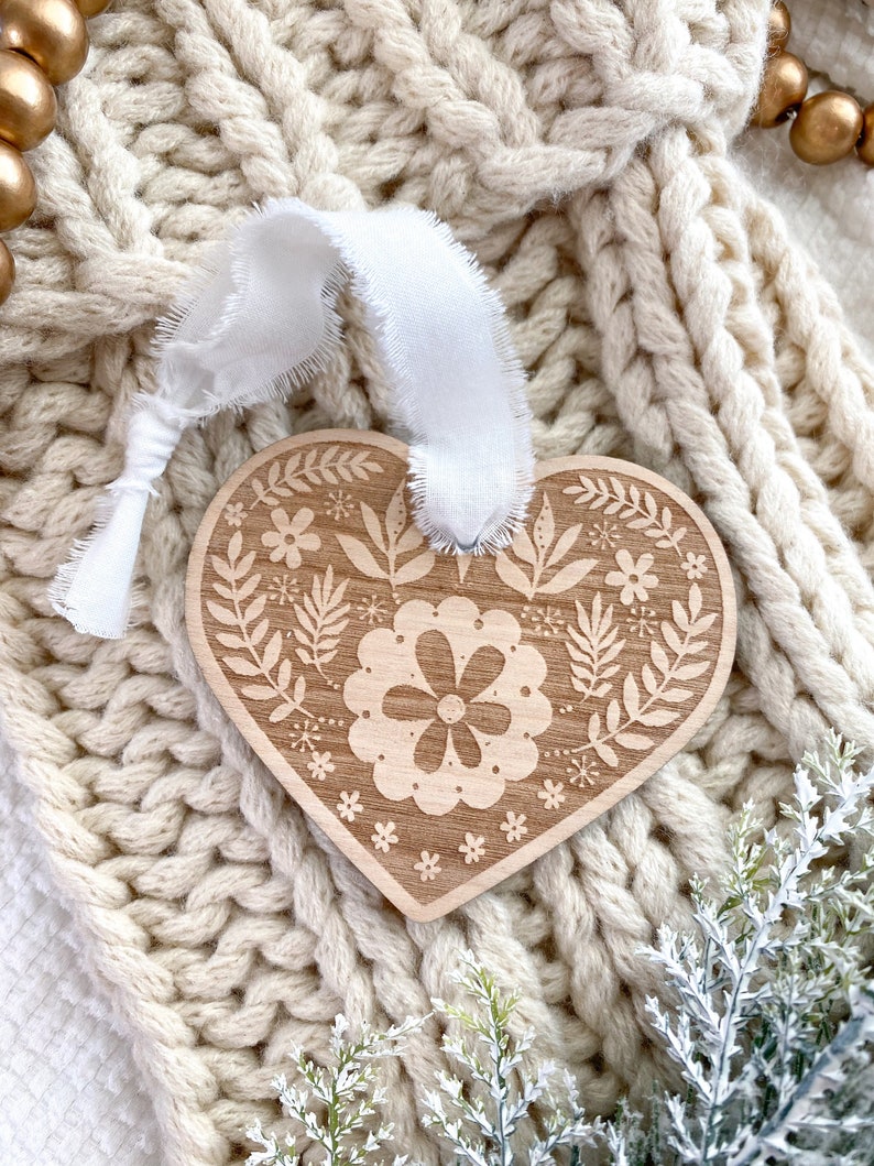 Heart Christmas Ornament, Swedish Farmhouse, Hygge Christmas image 1