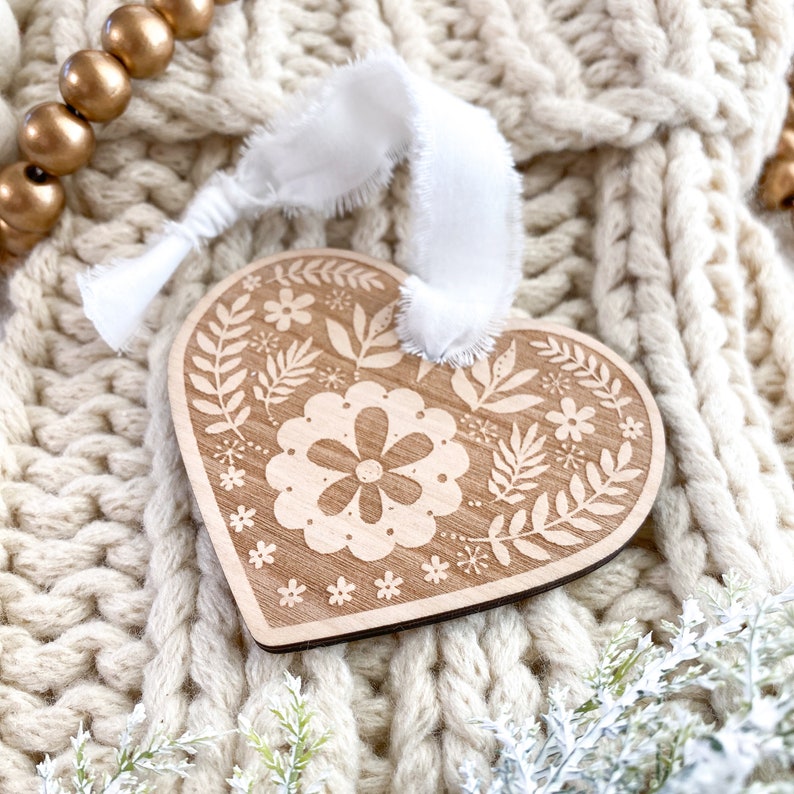 Heart Christmas Ornament, Swedish Farmhouse, Hygge Christmas image 2