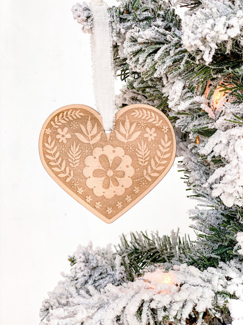 Heart Christmas Ornament, Swedish Farmhouse, Hygge Christmas image 5