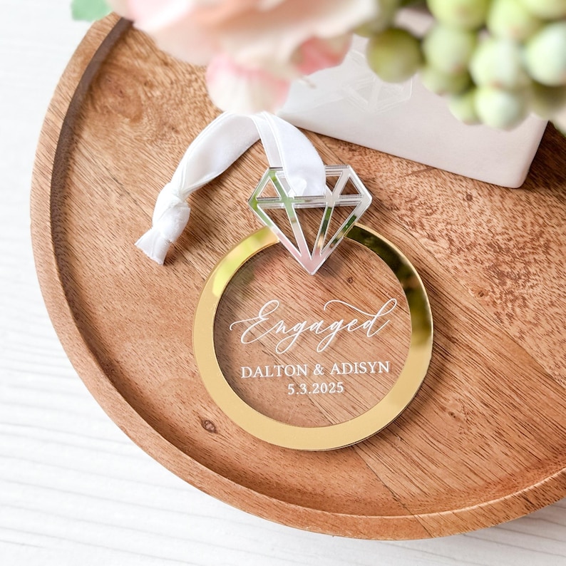 First Christmas Engaged Ornament, Personalized Engagement Ornament, Newly Engaged Gift