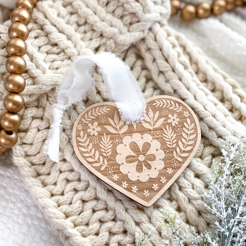 Heart Christmas Ornament, Swedish Farmhouse, Hygge Christmas image 3