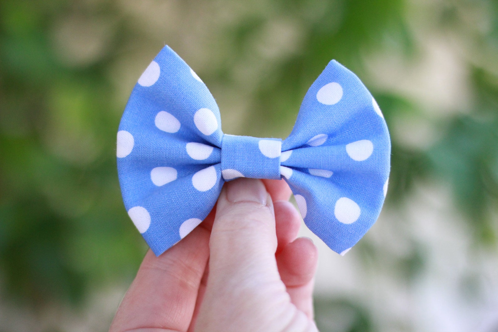 Blue Polka Dot Hair Bow - wide 4