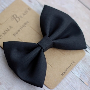 Handmade Black Hair Bow: Clip or Headband - Choose Your Size