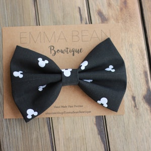 Mickey Mouse Hair Bow, Black with Mickey Mouse Hair Bow, Big Hair Bow with Mickey Mouse, Hair Bow Accessory, Mickey Mouse Hair Bow Accessory