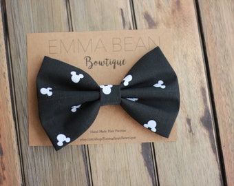 Mickey Mouse Hair Bow: Handmade Black & White Accessory