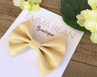 Handmade Gold Shimmer Hair Bow Clip: Holiday Accessory