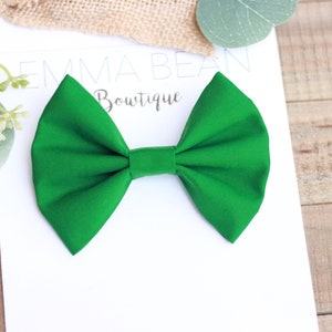 Handmade Green Fabric Bow: Alligator Clip, Ponytail & Headband