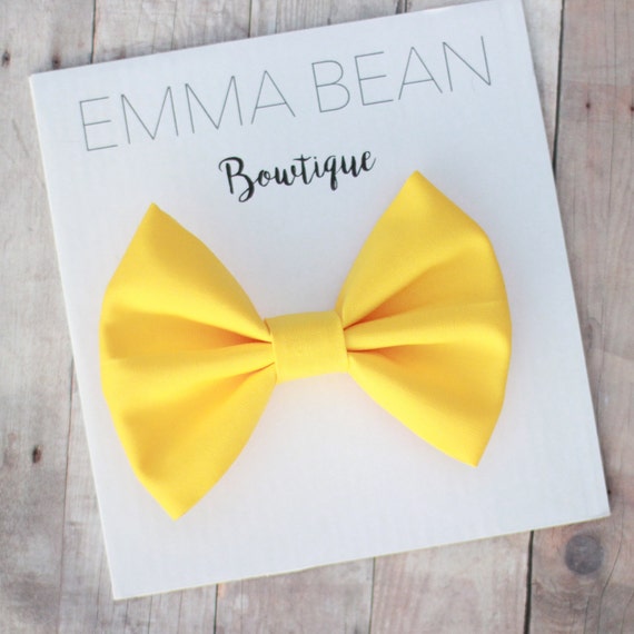 Daffodil Yellow Hair Bow Clip: Handmade Fabric Bow