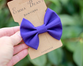 Handmade Purple Fabric Hair Bow: Alligator Clip or Headband
