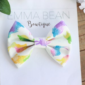 Bunny Print Hair Bow: Pastel Rabbit Clip, Easter Accessory
