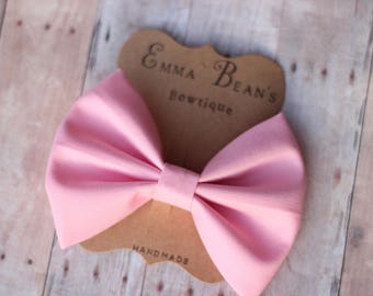 Noeud pour cheveux fait main en tissu rose : barrette ou bandeau pour bébé fille