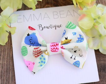Easter Chick Hair Bow: Colorful Spring Bow, Handmade Accessory