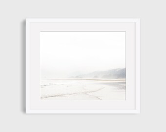 Biała przestrzeń | Cannon Beach, Oregon | Fotografia sztuki oceanicznej | Minimalistyczna dekoracja ścienna | Wydruk nadmorski