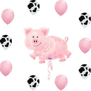 Pig and cow animal Balloon Set Qualatex Balloons Holstein Cow Balloons Farm barn animal Party Cookout party