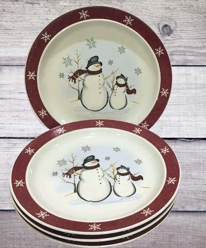 Vintage Snowman Dinner Plates - Etsy