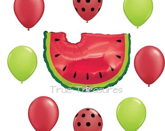 WATERMELON Balloons Bouquet Fair Cookout barbecue Summer Picnic yard pool Party Birthday Balloon