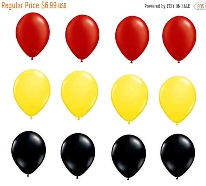 ON SALE 12 piece Red Yellow and Black balloons Mickey Minnie mouse colors Qualatex 11 latex Balloon kids birthday party decor s
