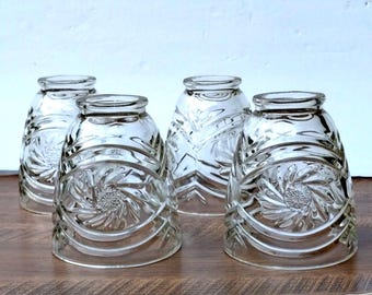 Vintage Light Shades Pressed Clear Glass Pinwheel Sconce Globe Daisy Set of 4