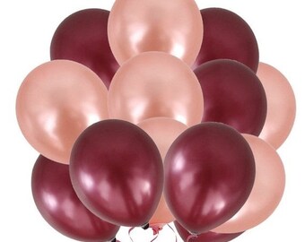 30 piece Rose Gold and Burgundy Balloons  11 qualetex inch Latex bouquet, wedding, birthday party, shower balloon decoration party