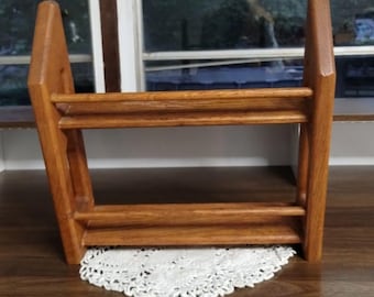Vintage 2 Tier Solid Wood Spice Rack Wall Hanging Shelf Farmhouse Decor