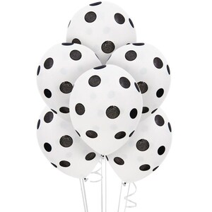 10  Black and White Classy Large polka dots balloons Qualatex 11&quot;  latex Balloon kids birthday party decor supplies