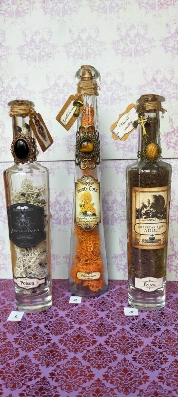 Bouteille Décorative de Potion Sorcière avec Cabochon en Pierre