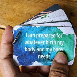 Pocket Travel Positive Birth Affirmation Cards, Hypnobirthing cards image 1