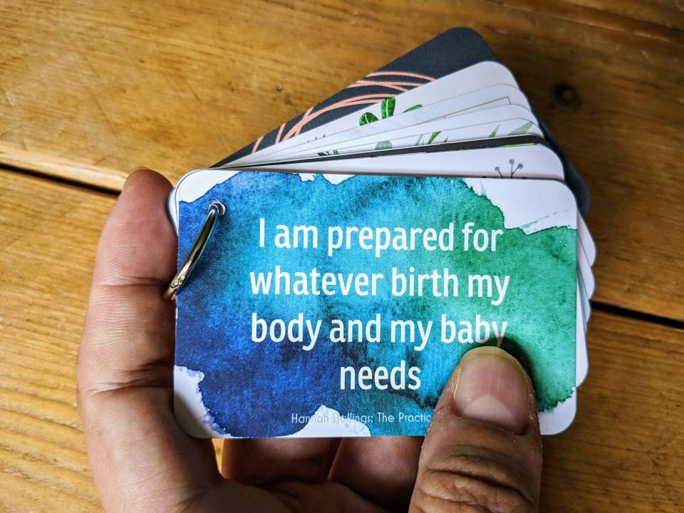 Pocket Travel Positive Birth Affirmation Cards, Hypnobirthing cards