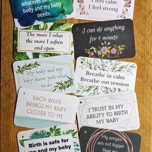 Pocket Travel Positive Birth Affirmation Cards, Hypnobirthing cards image 2