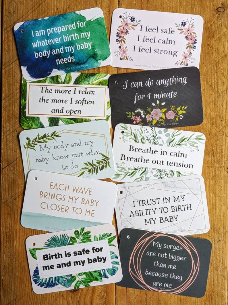 Pocket Travel Positive Birth Affirmation Cards, Hypnobirthing cards image 2