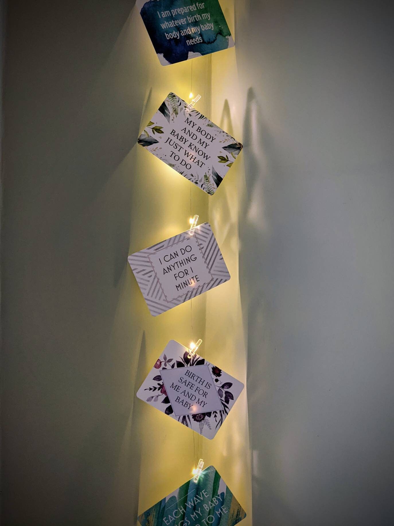 LED String Lights With 12 Photo Clips for Birth Affirmations