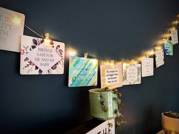 LED String Lights With 12 Photo Clips for Birth Affirmations, Greetings  Cards, Milestone Cards, Photos 