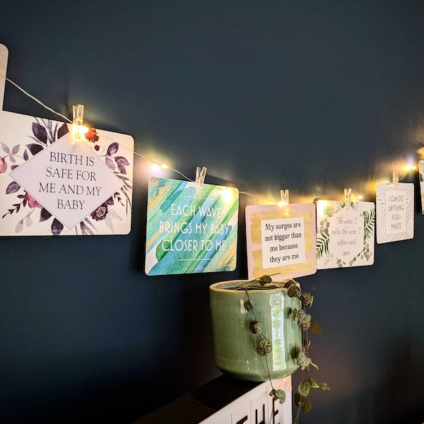LED String Lights With 12 Photo Clips For Birth Affirmations, Greetings Cards, Milestone Cards, Photos