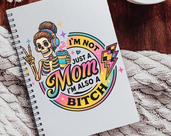Cuaderno de esqueleto retro divertido, diario bonito, regalo para mamás, papelería sarcástica