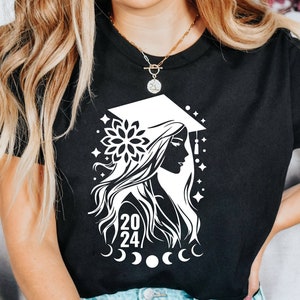 Witchy Graduation Senior 2024 Moon Phase Boho T-Shirt, High School Senior Shirt,  Class of 2024 Shirt, Graduation 2024, Back To School