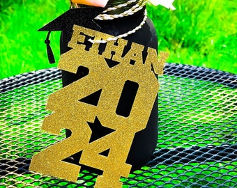 Custom Name Graduation 2024 Mason Jar Tags, Graduation Centerpiece Decorations, Class of 2024, Personalized Graduation Centerpiece Tag