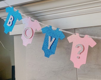 Gender Reveal Decorations, Gender Reveal Banner, Glitter Gender Reveal Banner