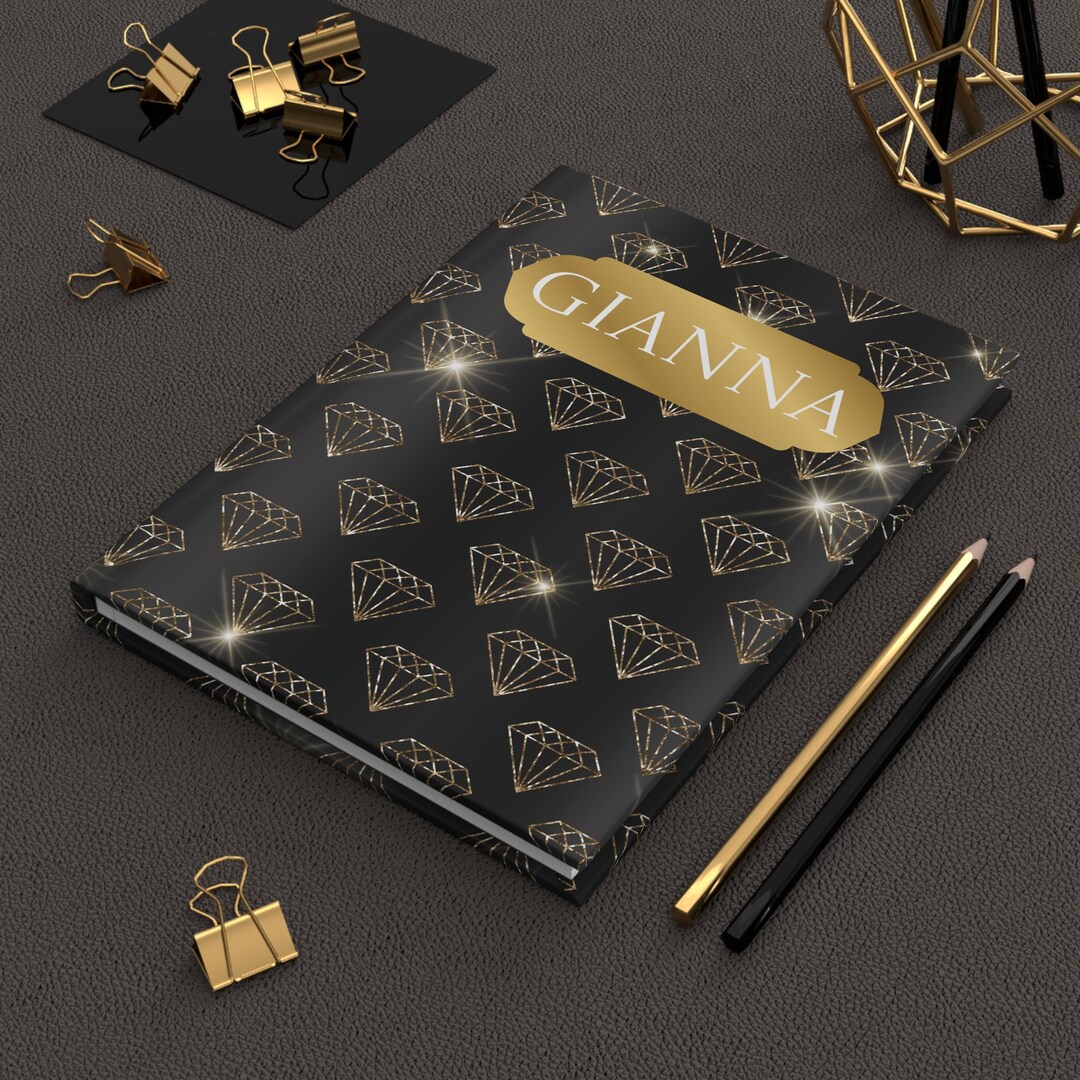 Bling Journal, Diamond Pattern Notebook, Custom Name Diary