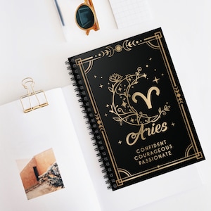 Aries Zodiac Sign Spiral Notebook, Zodiac Sign Journal, Christmas Gift For Her, Co-Worker Gift, Witchy Vibes Journal, Aries Planner